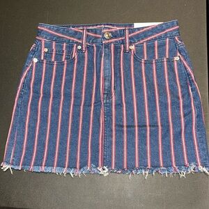 American Eagle Red White Striped High Rise Mini Skirt Size 6 NWT